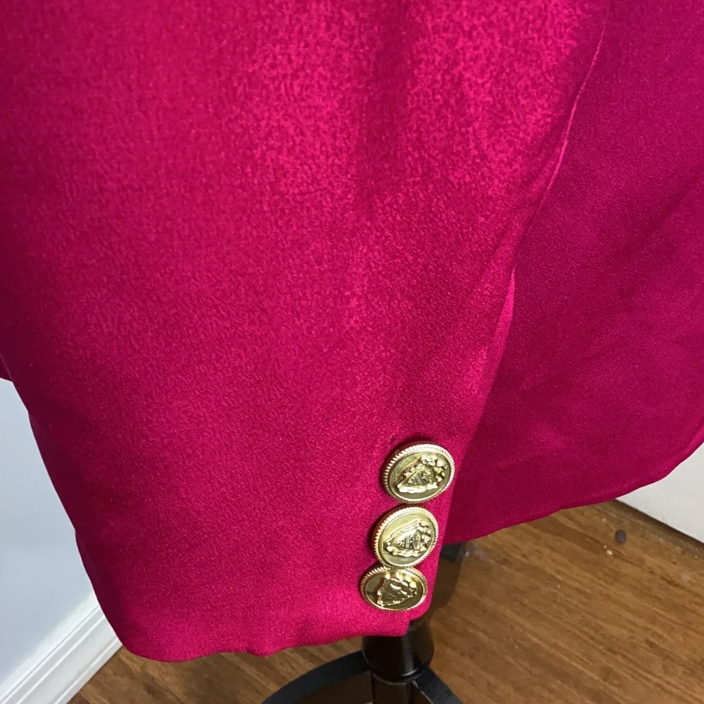 TALBOTS SIZE 10 FUCHSIA 100% SILK BLAZER JACKET CLASSIC ELEGANT FEMININE - Picture 9 of 11